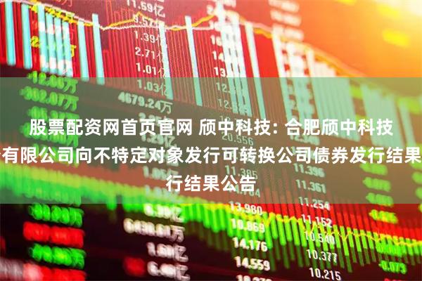 股票配资网首页官网 颀中科技: 合肥颀中科技股份有限公司向不特定对象发行可转换公司债券发行结果公告